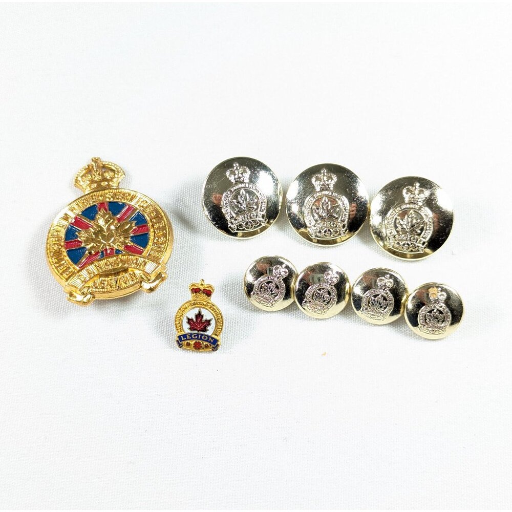 Vintage Canadian Legion LOT, British Empire Service League Officers cap badge,